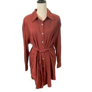Becca gauze shirt dress/ cover up roll up sleeves